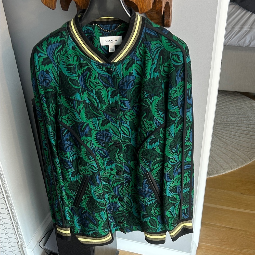 COACH 1941 Green/Blue/Black Leaf Pattern Blazer/Jacket